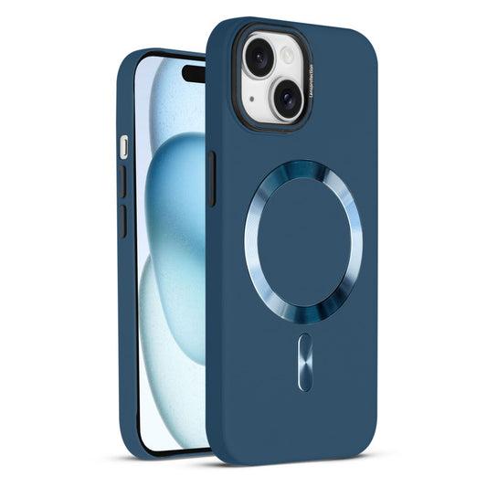 Smooth Silicone Finish Hard Back MagSafe Compatible Case for Apple iPhone 15 With Camera Protection