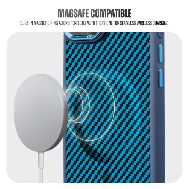 Premium Tech Weave Design With Wireless Charging Support Compatible Back Case For Apple iPhone 16 Pro
