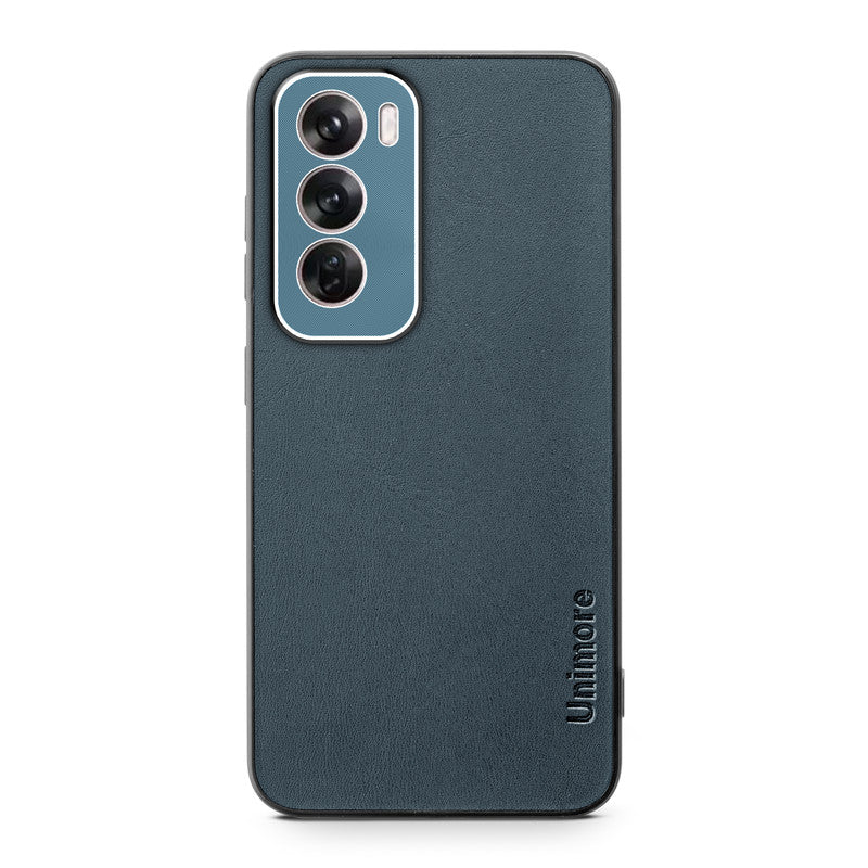 Unimore Leather Hard Case with Shiny Camera Protection For Oppo Reno 12 Pro 5G