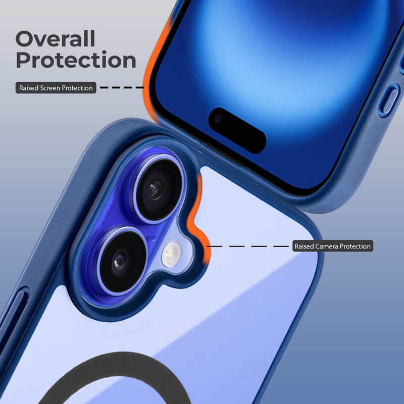 Wireless Charging Support Compatible Transparent Back with Soft Silicone Edge Back Cover For Apple iPhone 16 Plus