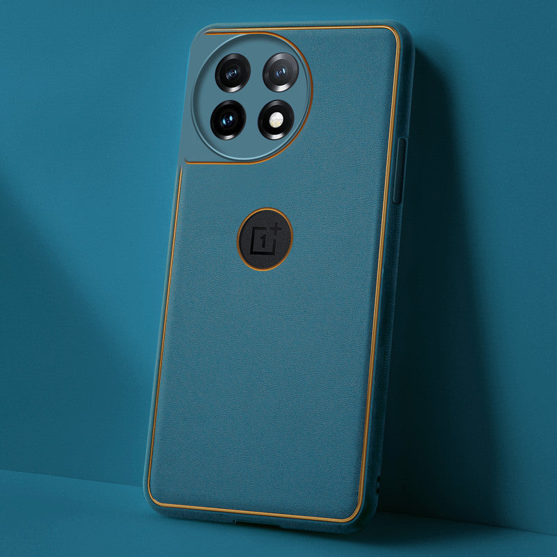 Electroplated Frame Leather Back Cover for OnePlus 11 5G