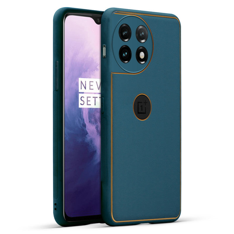 Electroplated Frame Leather Back Cover for OnePlus 11 5G