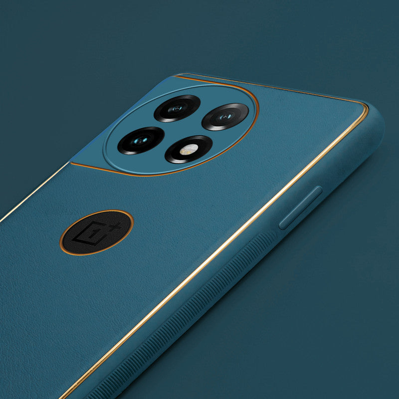 Electroplated Frame Leather Back Cover for OnePlus 11 5G