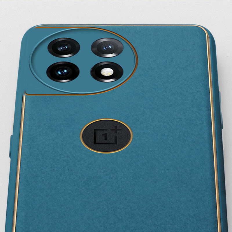 Electroplated Frame Leather Back Cover for OnePlus 11 5G