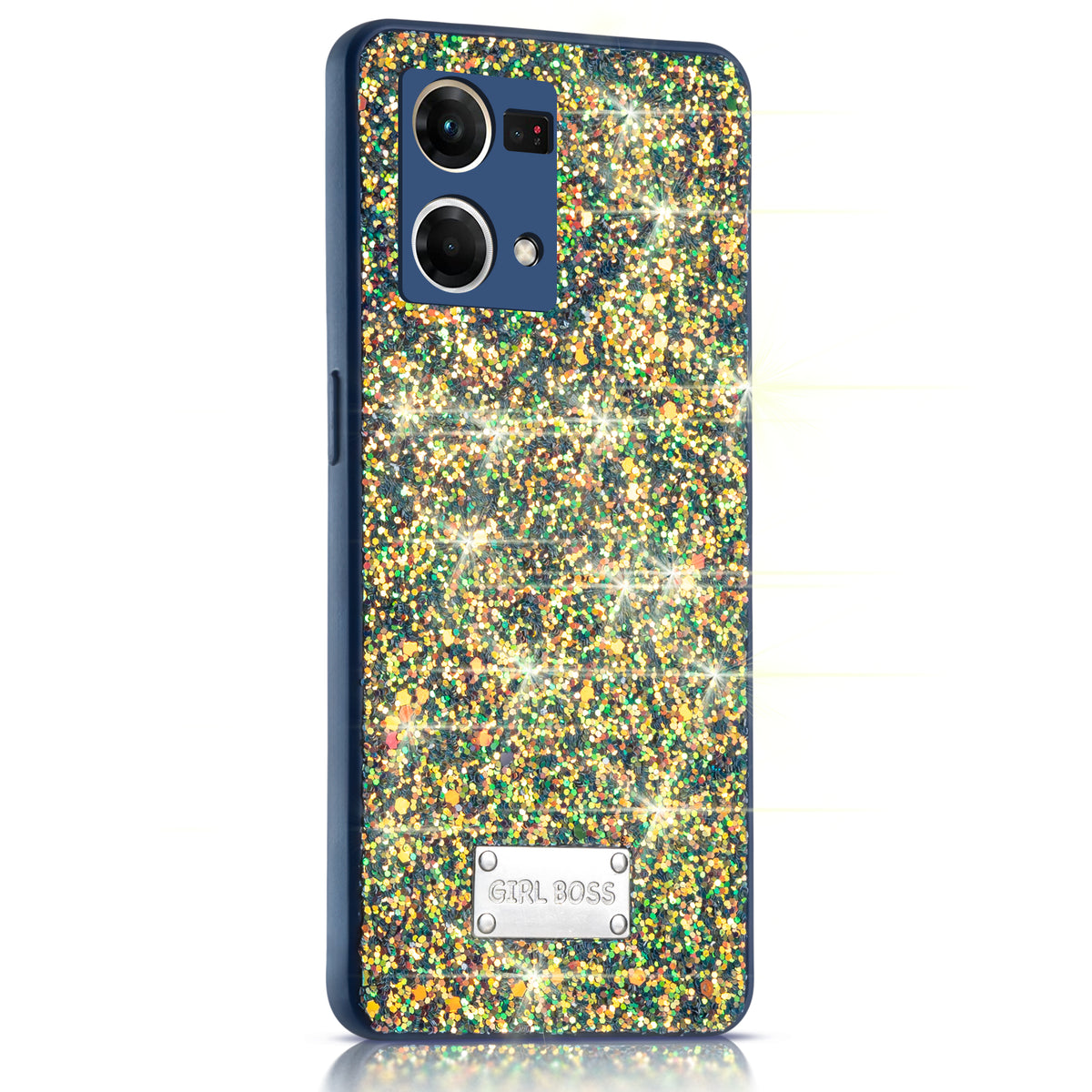 Sparkling Glitter Sequin Case with Camera Shield Back Cover For Oppo F21s Pro 4G