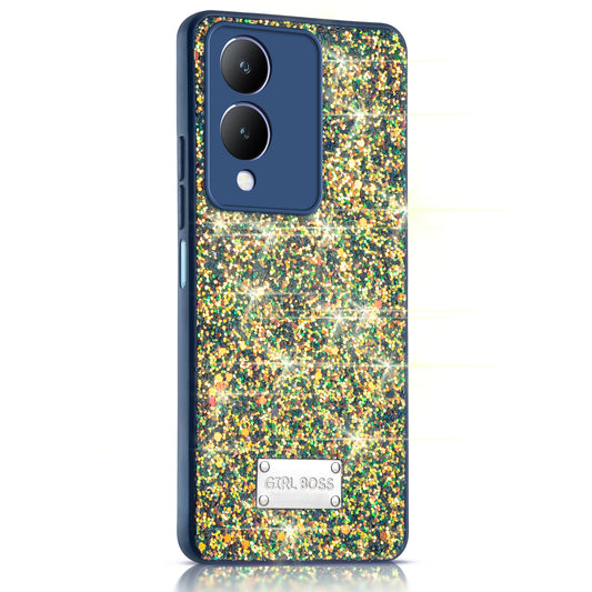 Sparkling Glitter Sequin Case with Camera Shield Back Cover For Vivo Y17s