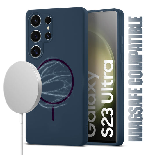 Liquid Silicon With Microfiber Lining Back Case For Samsung S23 Ultra 5G (MagSafe Compatible)