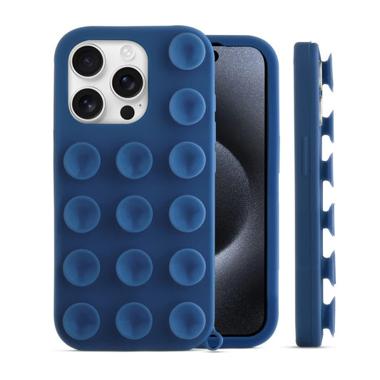 Glossy Colorful Liquid Silicone Comfort Grip Suction Case for Apple iPhone 15 Pro with Soft Touch Matte Finish & Built in Suction Pads