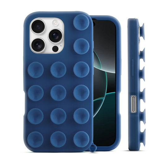 Glossy Colorful Liquid Silicone Comfort Grip Suction Case for Apple iphone 16 Pro Max with Soft Touch Matte Finish & Built in Suction Pads