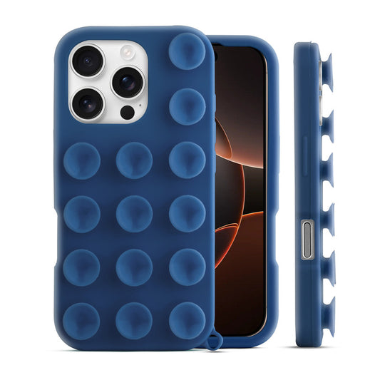 Glossy Colorful Liquid Silicone Comfort Grip Suction Case for Apple iPhone 16 Pro with Soft Touch Matte Finish & Built in Suction Pads