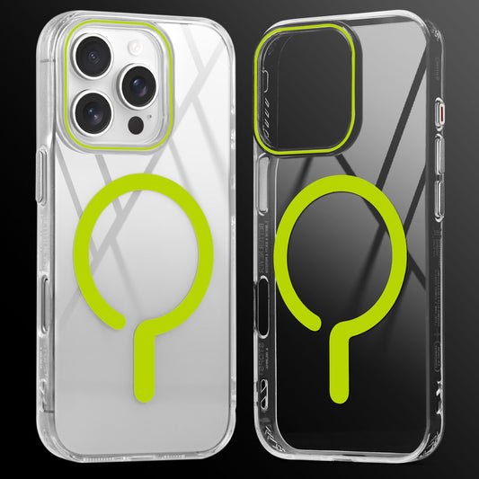 Crystal Clear Airbag Bumper MagSafe Compatible Back Case For Apple iPhone 16 Pro with Metal Finish Buttons