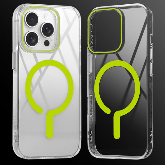 Crystal Clear Airbag Bumper MagSafe Compatible Back Case For Apple iPhone 14 Pro Max with Metal Finish Buttons