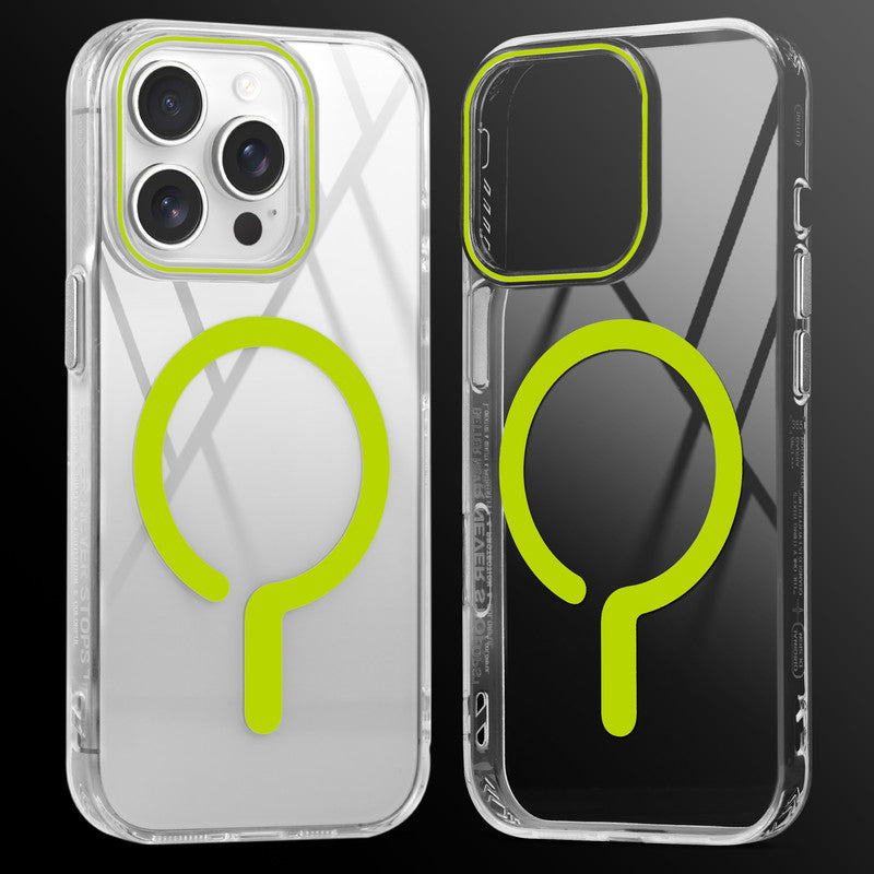 Crystal Clear Airbag Bumper Wireless Charging Support Compatible Back Case For Apple iPhone 13 Pro Max with Metal Finish Buttons