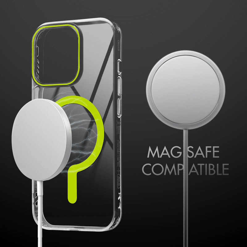 Crystal Clear Airbag Bumper Wireless Charging Support Compatible Back Case For Apple iPhone 13 Pro Max with Metal Finish Buttons
