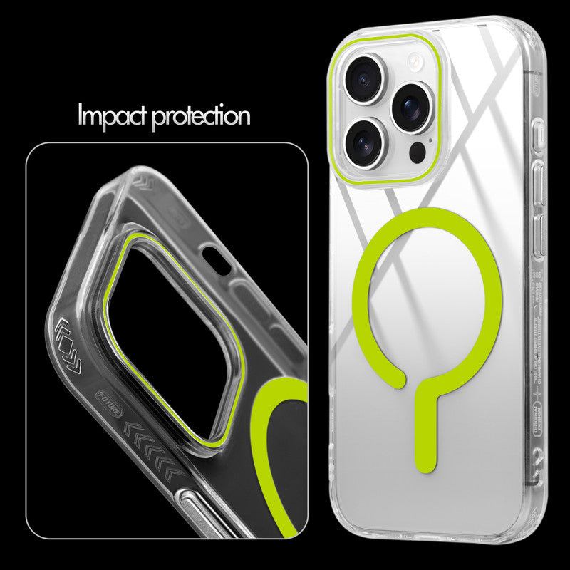Crystal Clear Airbag Bumper Wireless Charging Support Compatible Back Case For Apple iPhone 13 Pro Max with Metal Finish Buttons