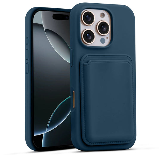Silicon Magnetic Wireless Charging Back Case For Apple iPhone 16 Pro Max with Detachable Card Holder
