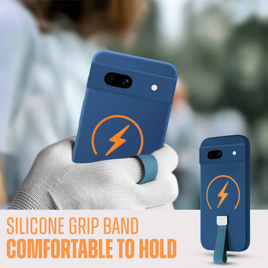 Compact and Stylish Silicon Finish Hard Cover For Google Pixel 7A with Integrated Grip Strap & MagSafe Charging Support