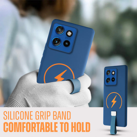 Compact and Stylish Silicon Finish Hard Cover For Motorola Moto Edge 50 Neo 5G with Integrated Grip Strap & MagSafe Charging Support