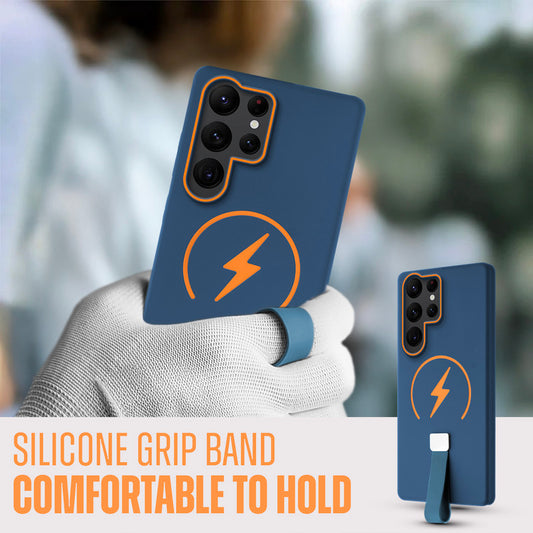 Compact and Stylish Silicon Finish Hard Cover For Samsung S22 Ultra 5G with Integrated Grip Strap & MagSafe Charging Support