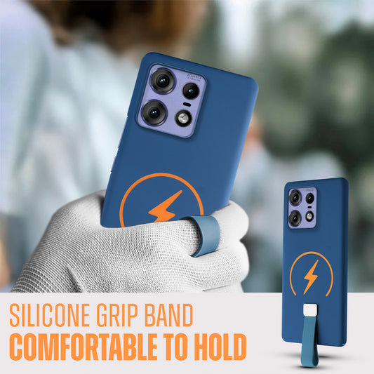 Compact and Stylish Silicon Finish Hard Cover For Motorola Moto Edge 50 Pro 5G with Integrated Grip Strap & MagSafe Charging Support