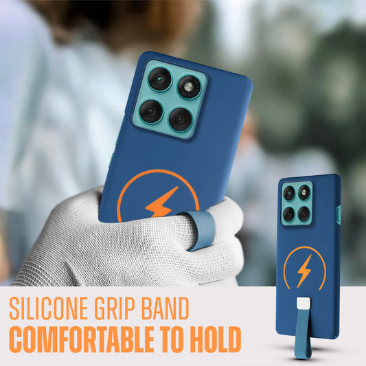 Compact and Stylish Silicon Finish Hard Cover For Motorola Moto Edge 60 Pro with Integrated Grip Strap & MagSafe Charging Support