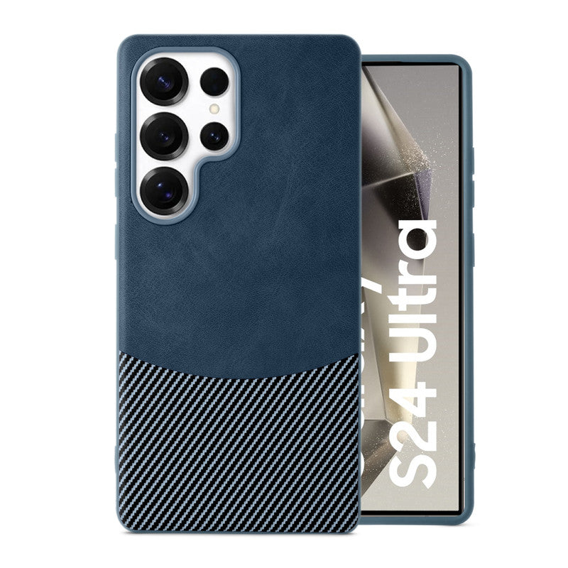 Modern Hybrid PU Leather With Checks Design Back Case For Samsung S24 Ultra 5G with Sophisticated Style