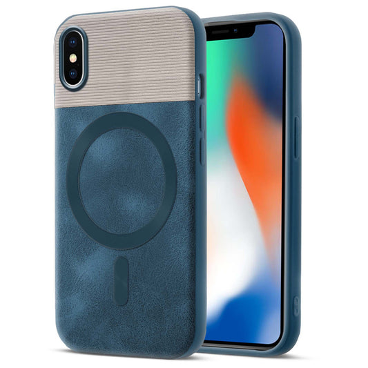 Smooth PU Leather Back Cover for Apple iPhone X , MagSafe Support & Soft Fabric Inside