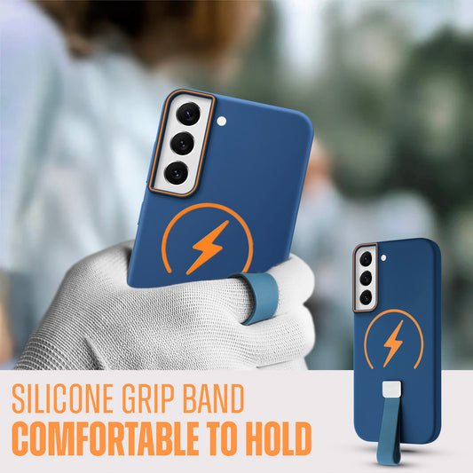 Compact and Stylish Silicon Finish Hard Cover For Samsung S21 FE with Integrated Grip Strap & MagSafe Charging Support