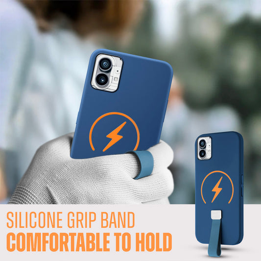 Compact and Stylish Silicon Finish Hard Cover For Nothing Phone 1 with Integrated Grip Strap & MagSafe Charging Support