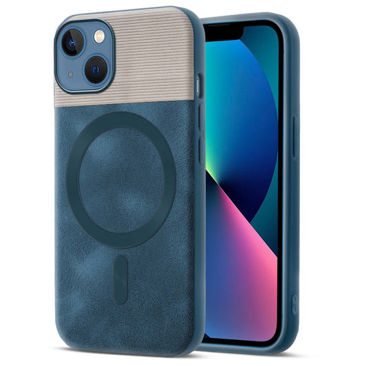 Smooth PU Leather Back Cover for Apple iPhone 13 , MagSafe Support & Soft Fabric Inside