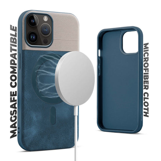 Smooth PU Leather MagSafe Back Cover for Apple iPhone 14 Pro Max