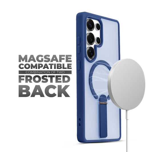 3-in-1 Frosted Back Case for Samsung S24 Ultra 5G with Magnetic Support, Vertical Stand & Silicone Grip
