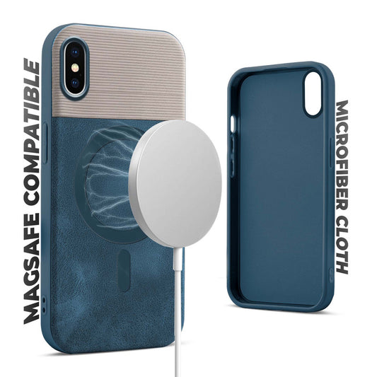 Smooth PU Leather Back Cover for Apple iPhone XS , MagSafe Support & Soft Fabric Inside