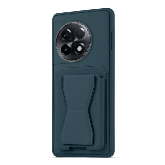 All in One Premium Leather Back Cover for OnePlus 11R 5G with Card Slot & Foldable Grip Holder