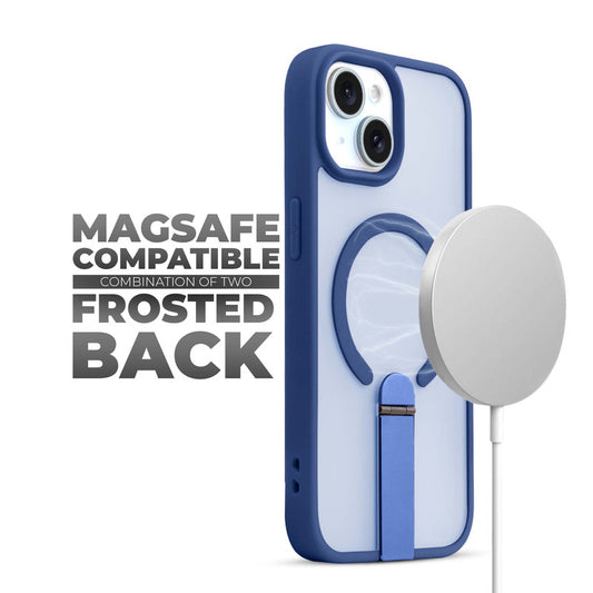 3-in-1 Frosted Back Case for Apple iPhone 13 with Magnetic Support, Vertical Stand & Silicone Grip