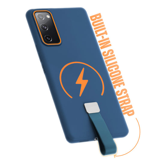 Compact and Stylish Silicon Finish Hard Cover For Samsung S20 FE 5G with Integrated Grip Strap & MagSafe Charging Support