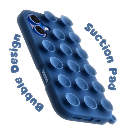 Glossy Colorful Liquid Silicone Comfort Grip Suction Case for Apple iPhone 16 with Soft Touch Matte Finish & Built in Suction Pads
