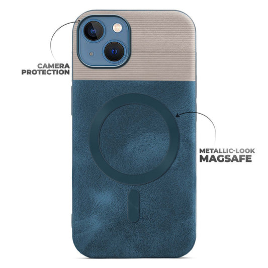 Smooth PU Leather Back Cover for Apple iPhone 13 , MagSafe Support & Soft Fabric Inside