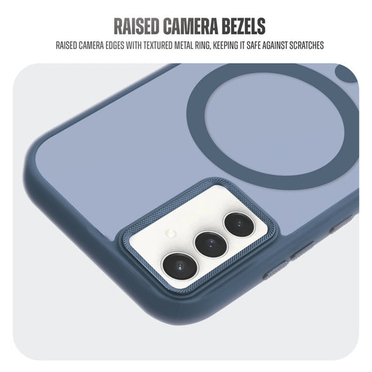 Textured Metal Ring Camera With Magsafe Compatible Smoky Back Case For Samsung S23 FE 5G
