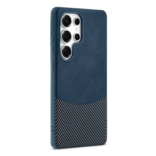 Modern Hybrid PU Leather With Checks Design Back Case For Samsung S24 Ultra 5G with Sophisticated Style
