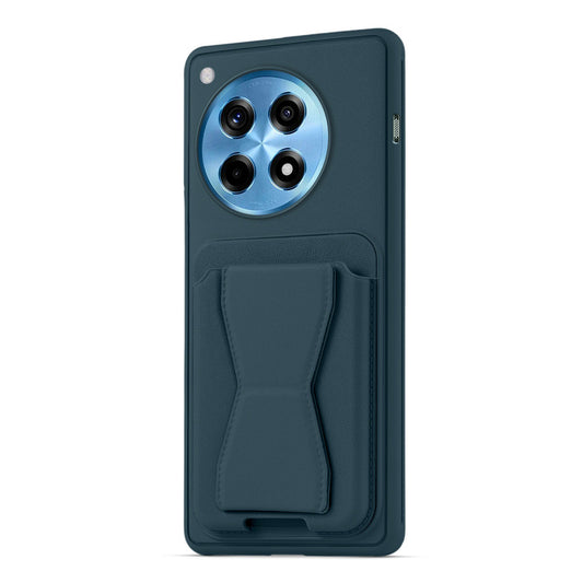 All in One Premium Leather Back Cover for OnePlus 12R 5G with Card Slot & Foldable Grip Holder