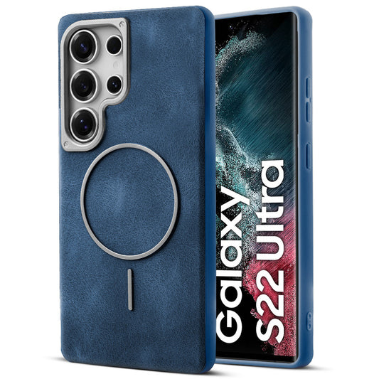 Elite PU Leather Case for Samsung S22 Ultra 5G , Hard Shell with Soft Inner Fabric & MagSafe Support