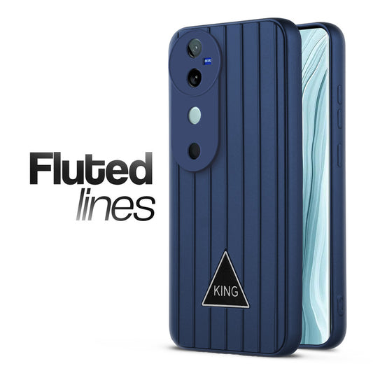 Glossy Matte Line Texture Back Cover for Vivo V40 5G