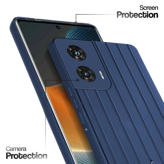 Glossy Matte Line Texture Back Cover for Motorola Moto G96 5G
