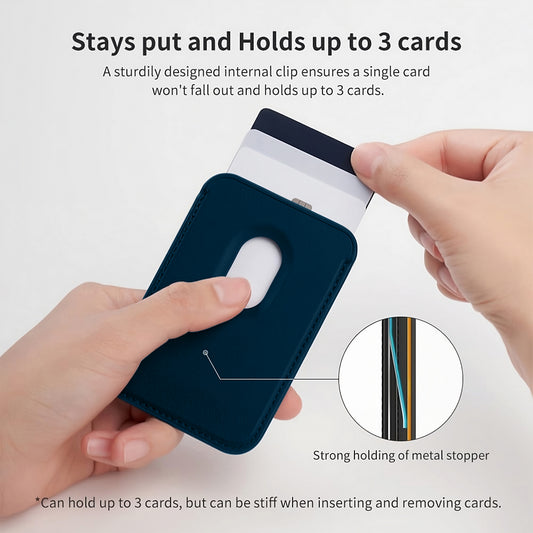 Magnetic Card Leather Wallet Holder Designed for Wireless Charging Support Compatible with Back Case