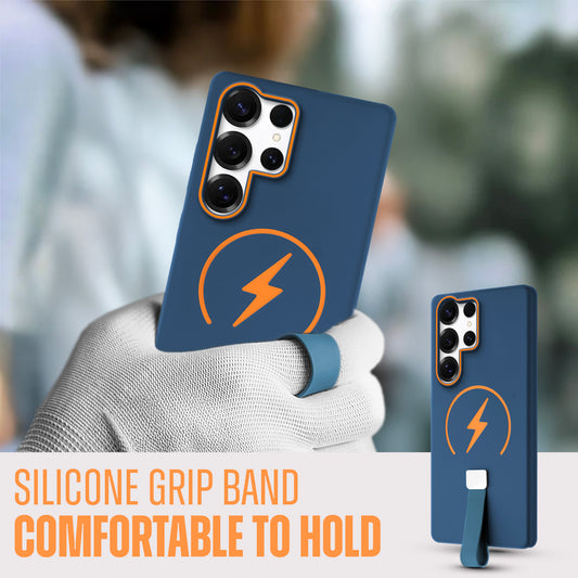 Compact and Stylish Silicon Finish Hard Cover For Samsung S25 Ultra 5G with Integrated Grip Strap & MagSafe Charging Support