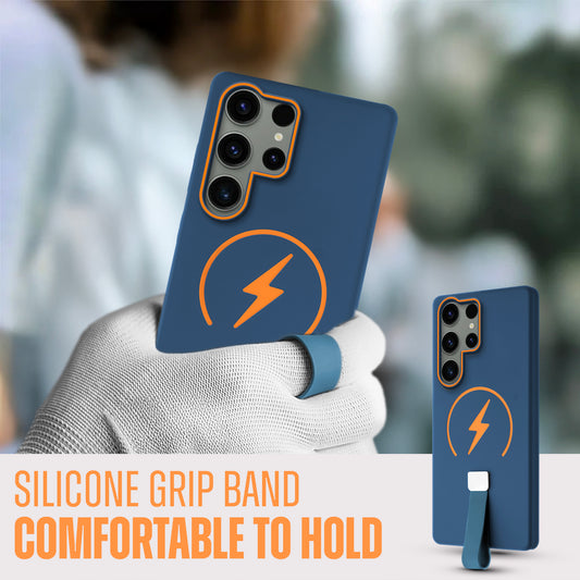 Compact and Stylish Silicon Finish Hard Cover For Samsung S23 Ultra 5G with Integrated Grip Strap & MagSafe Charging Support