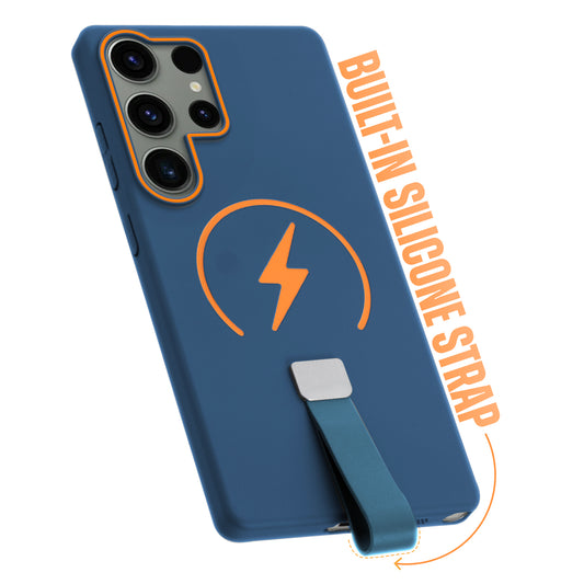 Compact and Stylish Silicon Finish Hard Cover For Samsung S23 Ultra 5G with Integrated Grip Strap & MagSafe Charging Support