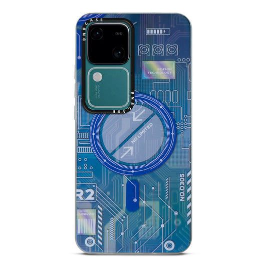 Colorful Reflective Circuit Prints Hard Back Protector Case For Vivo V30 5G
