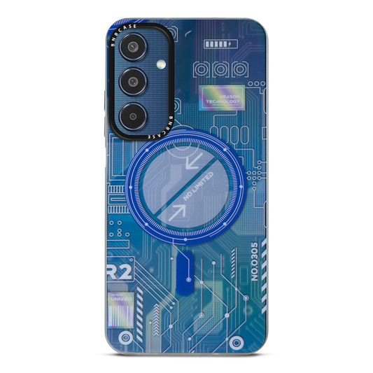Colorful Reflective Circuit Prints Hard Back Protector Case For Samsung M35 5G